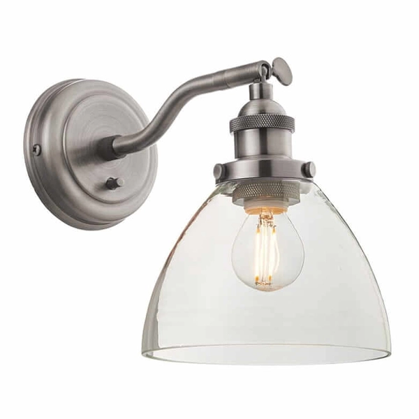 Klasyczna lampa ścienna Hansen 91739 Endon srebrna przezroczysta
