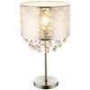 Stojąca LAMPA stołowa AMY 15188T3 Globo nocna LAMPKA abażurowa z kryształkami glamour crystal srebrna przezroczysta